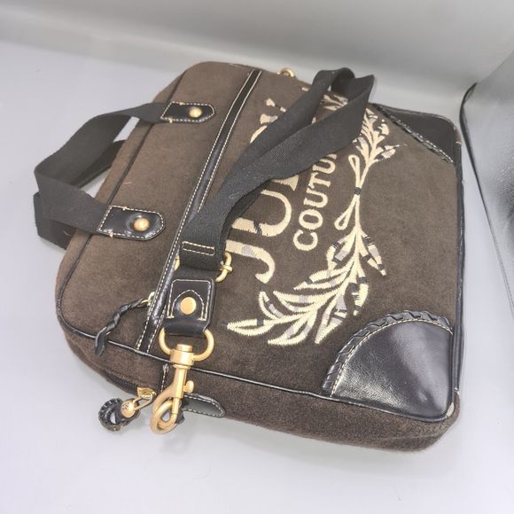 VTG Juicy Couture Brown Laptop Bag Y2K Towelling 90's Travel Work Office RARE - Picture 7 of 11